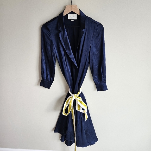 Alexis Navy Blue Turner Wrap Dress - Picture 3 of 13